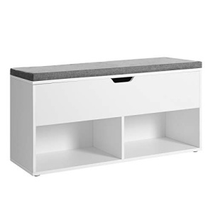 Pantofar bancuta hol cufar cu depozitare, Vasagle, Alb-Gri, 100x30x48 cm - Img 2