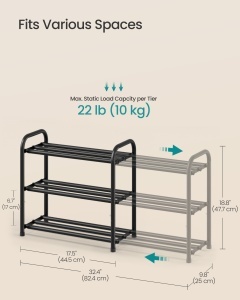 Pantofar modular Songmics, Davian, Negru, 44.5x25x47.7 cm - Img 2