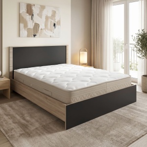 Pat cu saltea, Athos Sleepy, Pako, Antracit 170x206.5x96 cm