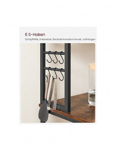 Raft de bucatarie, Vasagle, 40 x 80 x 167 cm, KKS019B01, Maro Rustic - Img 7