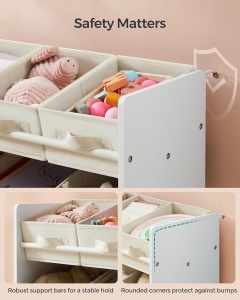 Raft organizare jucarii copii Alb Songmics 62.5x29.5x60 cm - Img 5