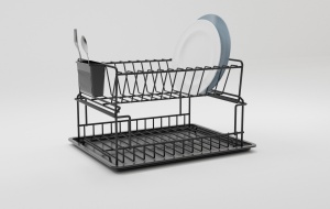 Raft pentru uscare vase Sm004 Negru 35.5x29.5x23.5 cm - Img 2