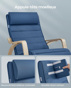 Scaun balansoar, Songmics, Albastru, 121.5x67x84 cm - Img 7