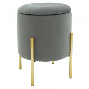 Scaun Creativity catifea gri - aurie D35x42cm - Img 1