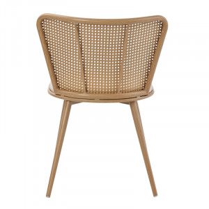 Scaun Daniele plastic ratan bej - material textil bej - metal culoare lemn natural 46.5x57.5x77.5cm - Img 5