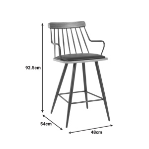 Scaun de bar Posse Negru 48x54x92.5 cm - Img 6