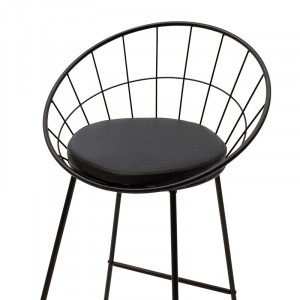 Scaun de bar Seth sarma metalica neagra cu perna pvc neagra - Img 5