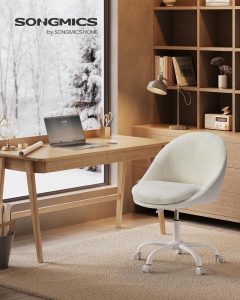 Scaun de birou boucle Cappuccino Songmics 56x60x93.3 cm - Img 3