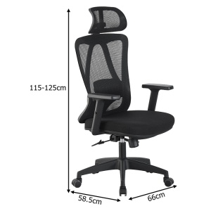 Scaun de birou, Magida, Pako, Negru 58.5x66x125 cm - Img 7