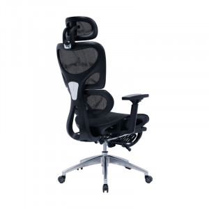 Scaun de birou manager cu suport pentru picioare Thelonius plasa negru - Img 2