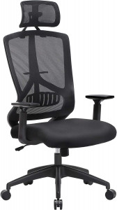 Scaun de birou, Songmics, Negru-Gri, 68x65x(118.5-128) cm - Img 2