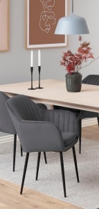 Scaun dining Emilia, Gri, 83x57x61 cm - Img 3