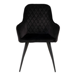 Scaun dining Harbo, Negru, 65x57x87 cm, Catifea - Img 4