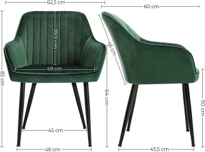 Scaun dining, Songmics, Verde, 62.5x60x85 cm - Img 3