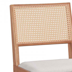 Scaun Winslow lemn de arbore de cauciuc, culoarea nuc - pvc ratan culoare lemn natural - material textil gri - Img 2