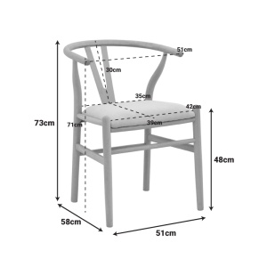 Scaun Wishbone, Bej, 51x58x73 cm - Img 2