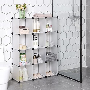 Set 12 cutii de depozitare modulare, Songmics, Alb, 93x31x123 cm - Img 3