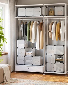Set 15 cutii de depozitare modulare, Songmics, Alb, 123x31x123 cm - Img 3