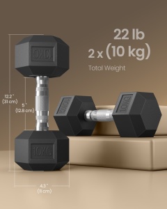 Set 2 buc. Gantere 2x10 kg Songmics Negru 31x13.5x11 cm - Img 5