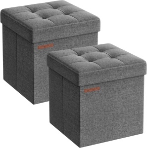 Set 2 cuburi depozitare Otoman Songmics Gri 30x30x30 cm - Img 1
