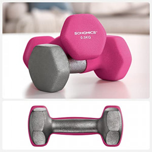 Set 2 gantere 2 x 0.5 kg, Songmics, Roz, 11.5x5x4.5 cm - Img 7