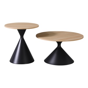 Set 2 masute de cafea Hemena Negru 70x70x40 cm - Img 2