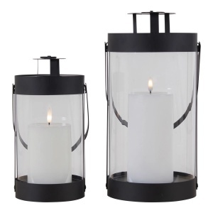 Set 2 piese Lanterne Bondi, Negru, 15x15x32 cm