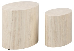 Set 2 piese Masute de cafea Mice, Bej, 40x33x48 cm - Img 3