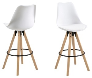 Set 2 piese Scaune de bar Dima, Alb, 111.5x48.5x55 cm - Img 4