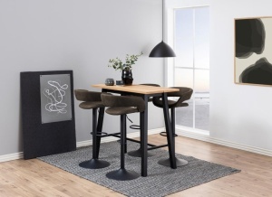 Set 2 piese Scaune de bar Grace, Negru Mat, 101x54.5x48.5 cm