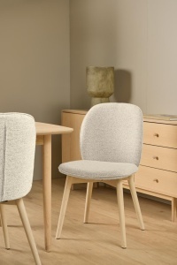 Set 2 piese Scaune dining Cindy, Bej, 89x49x56 cm