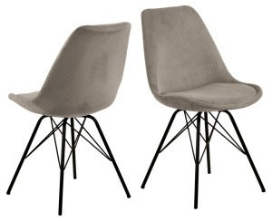 Set 2 piese Scaune dining Eris, Bej, 85.5x48.5x54 cm - Img 3