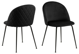 Set 2 piese Scaune dining Louise, Negru, 80.5x49.5x54 cm - Img 3