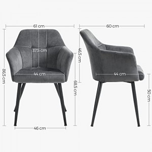 Set 2 scaune dining, Songmics, Gri, 61x60x86.5 cm - Img 3