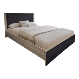 Set 3 buc. dormitor cadru pat si noptiere, Athos, Antracit, 150x206.5x96 cm - Img 2