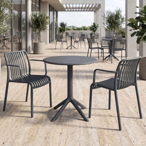 Set 3 buc. mobilier dining Mercon Zoi, Antracit, 60x60x75 cm