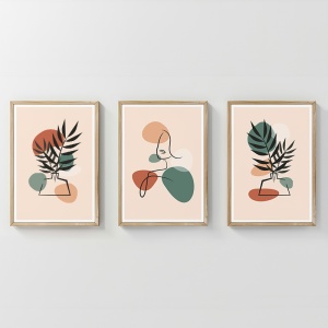 Set 3 buc. tablouri cu rama, Elix, Multicolor, 33x1.5x48 cm