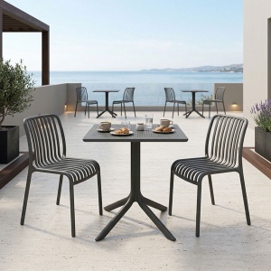 Set 3 bucati masa si scaune gradina, Groovy Zoi, Antracit, 60x60x76 cm