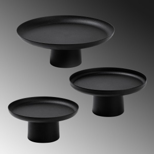 Set 3 platouri decorative metalice GED-007 Negru 25.5x25.5x9 cm - Img 6