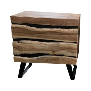Set 4 buc. dormitor cadru pat si noptiere + comoda, Imena, Natural, 180x215x96 cm - Img 3