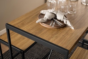 Set 4 piese Masa de bar cu banca si scaune Bahamas, Natural, 105x120x60 cm - Img 3