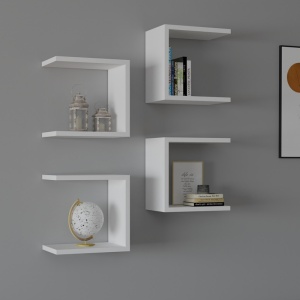 Set 4 rafturi de perete Perari, Pako World, Alb, 30x19x30 cm - Img 2