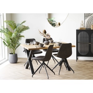 Set 5 piese Masa dining si scaune Toulon and Monaco, Maro, 140x56x95 cm