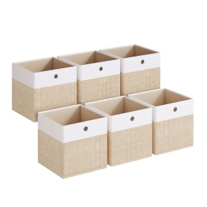 Set 6 piese Cutii de depozitare Tina, Bej, 33x33x33 cm