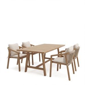 Set 7 masa si scaune gradina V2, Malibu, Bej, 90x160x75 cm - Img 2