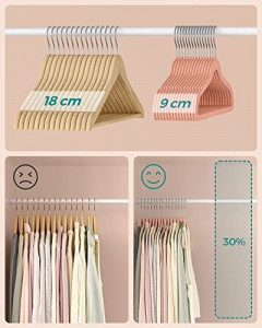 Set de 30 umerase de catifea, Songmics, Roz-Argintiu, 42x21.5x0.5 cm - Img 5