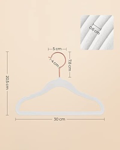 Set de 50 umerase de catifea pentru copii, Songmics, Alb, 30x0.5x20.5 cm - Img 7