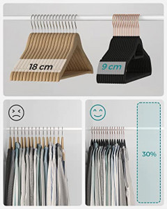 Set de 50 umerase de catifea, Songmics, Negru-Roz, 42.7x0.6x22 cm - Img 5