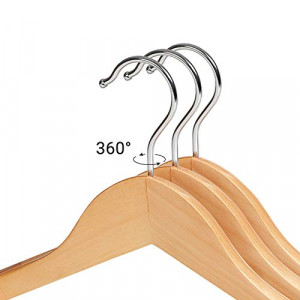 Set de 6 umerase din lemn, Songmics, Natural-Argintiu, 44.5x23.5x5.5 cm - Img 7