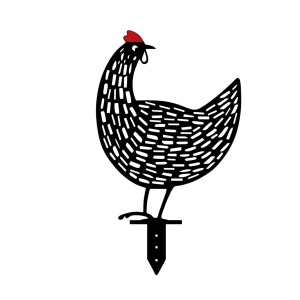 Set de accesorii metalice decorative pentru gradina Chickens Negru 28x26 cm - Img 6